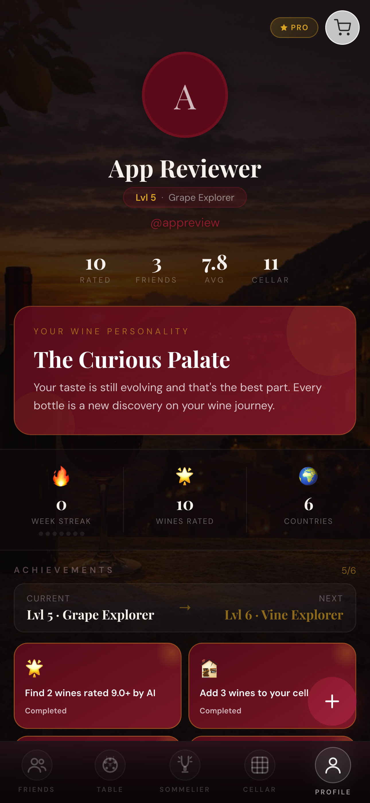 A WineMe taste profile — the palate data behind every match