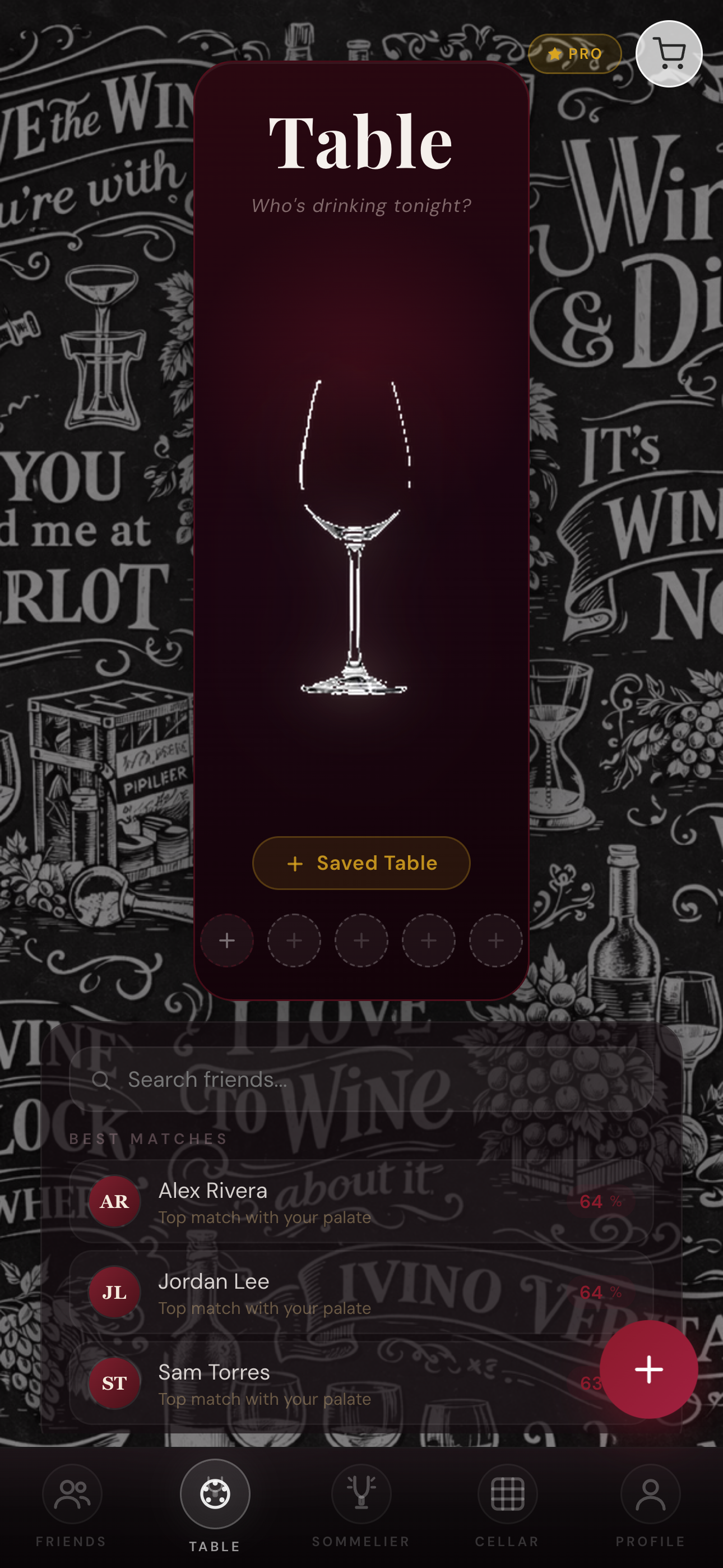 The Table feature finding a bottle for the group